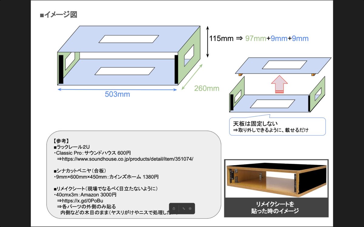 DIYラックケース依頼書